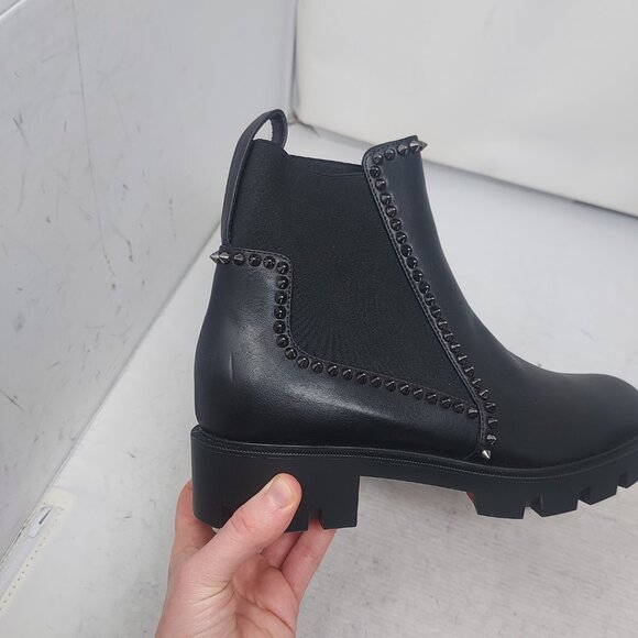 Christian Louboutin WOMENS Black Out Lina Spike Lug Boot - Picture 3 of 9